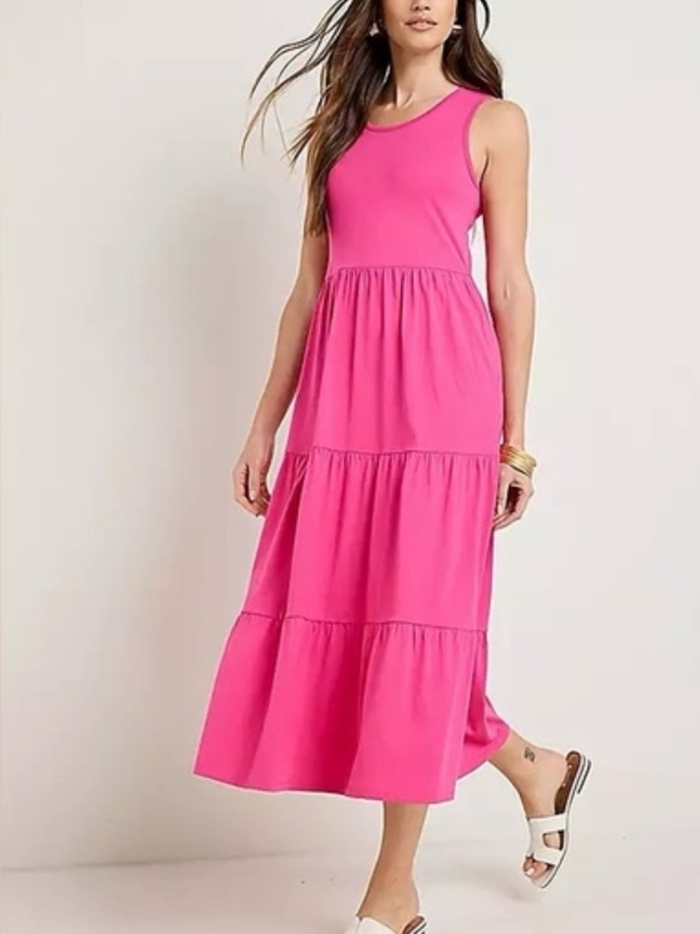 J. Crew Sleeveless Tiered Maxi Dress - Hot Pink